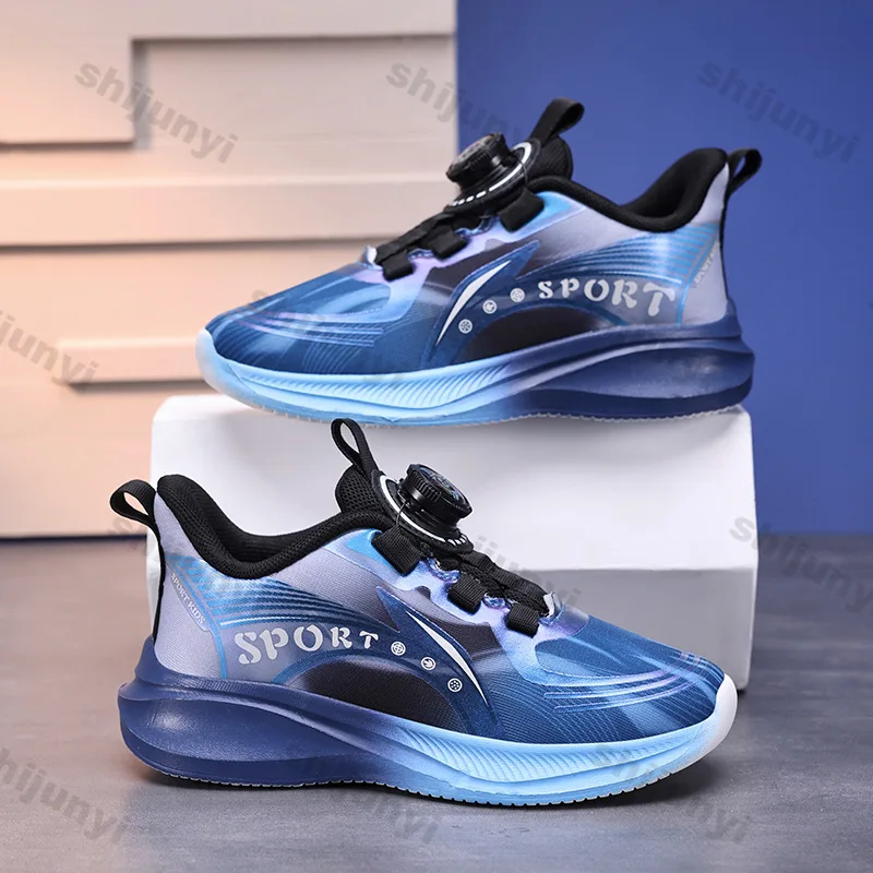 Kids Shoes Spring Breathable Comfortable Children Boy Sport Shoes Trendy Rotary Buckle Lightweight Non Slip Casual Sneakers
