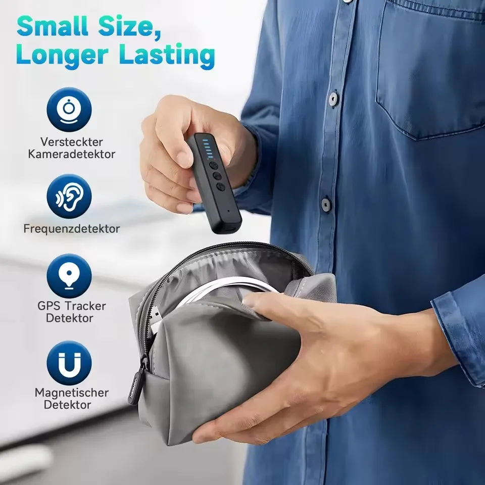 

Latest 5 in 1 Anti Spy Detector,Find Hidden Camera RF Signal GPS Tracker Bug Detector with LED Alarm for Home Car Hotel Security