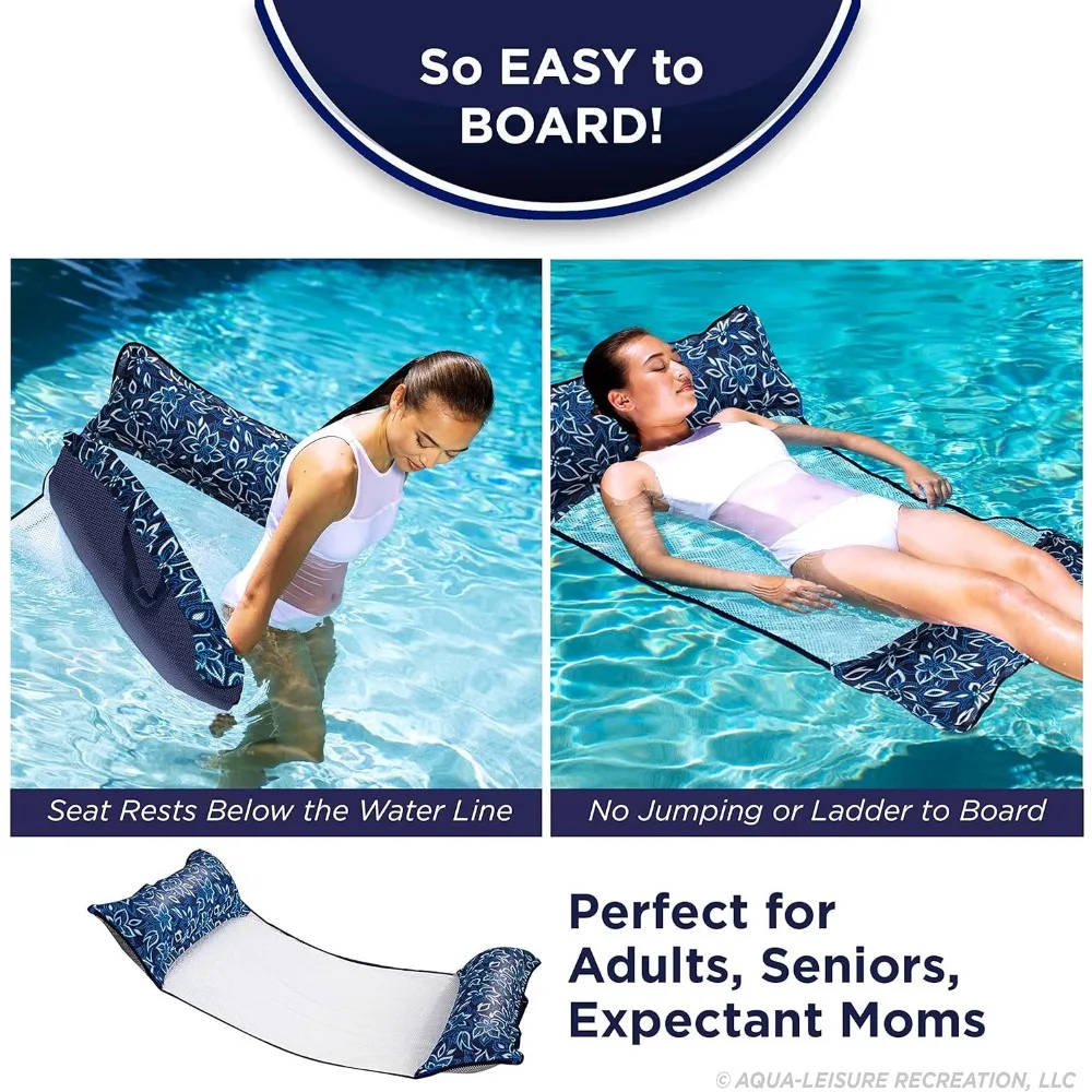 Flotador de piscina inflable extragrande y hamaca de agua, multiusos para adultos con material duradero, azul orquídea