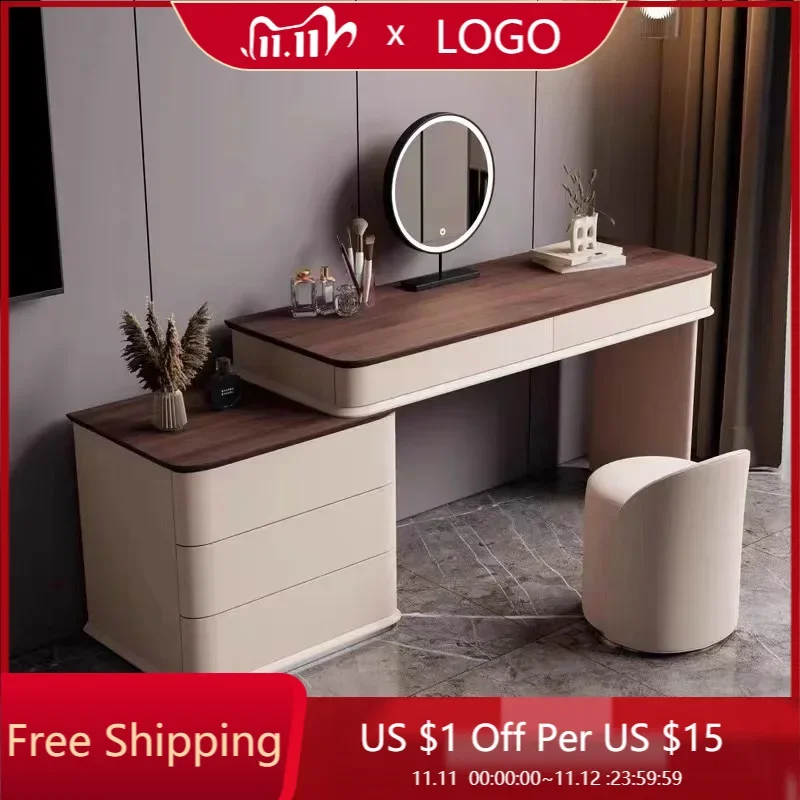 

Luxury Wooden Vanity Dresser Modern Nordic Storage Mirrors Dressing Table Bedroom Cabinet Coiffeuse De Chambre Bedroom Furniture