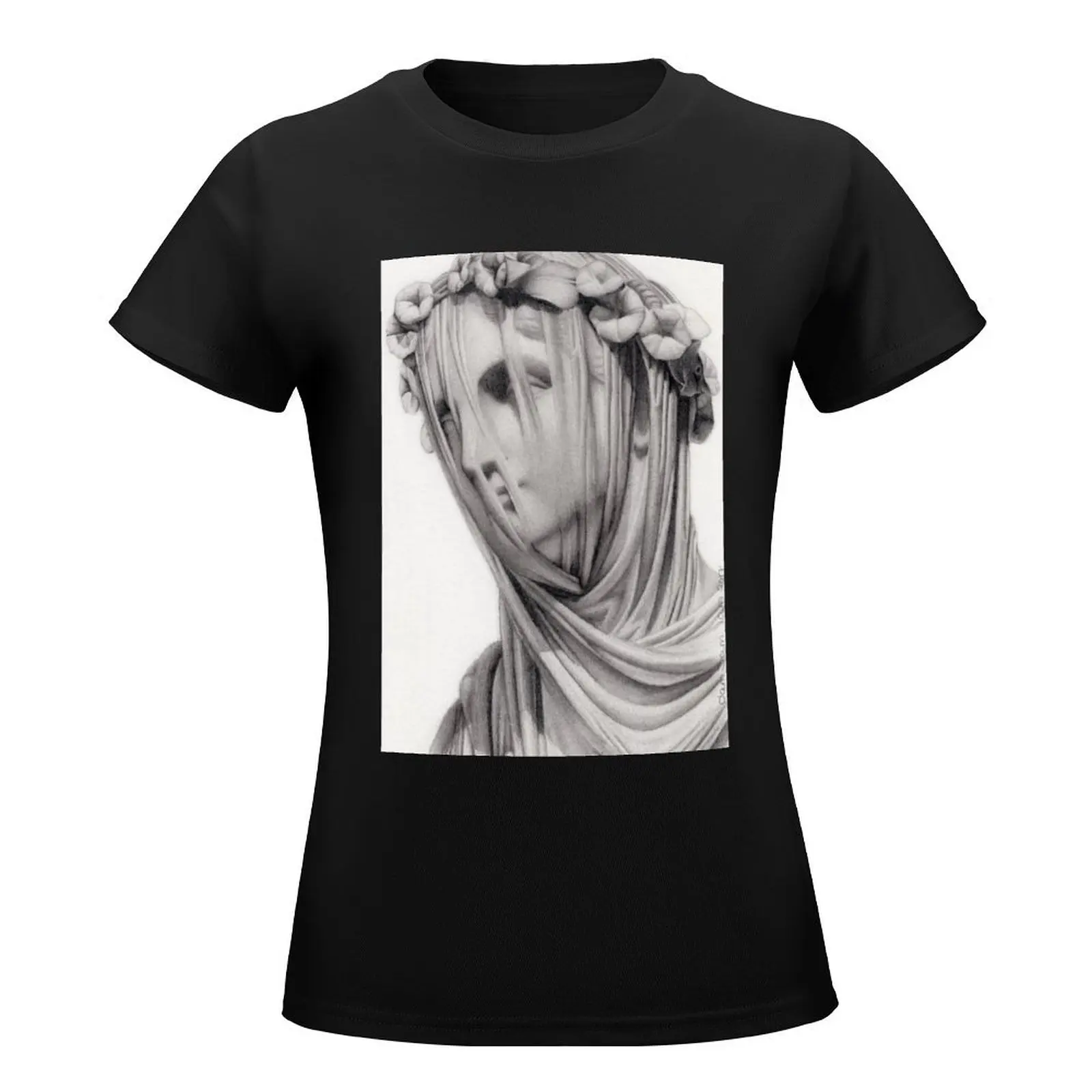 Veiled Marble Statue T-Shirt summer clothes cute tops graphics hippie clothes graphic t-shirts for Women