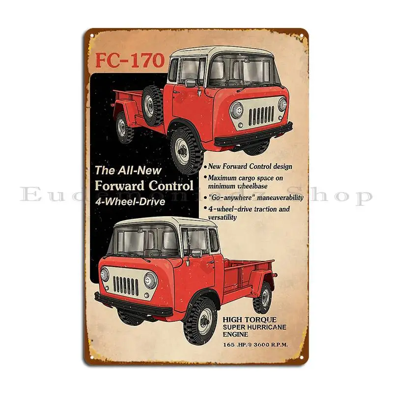 Forward Control Fc170 Pickup Truck Metal Sign Bar Designing Garage Wall Cave Poster Tin Sign Poster