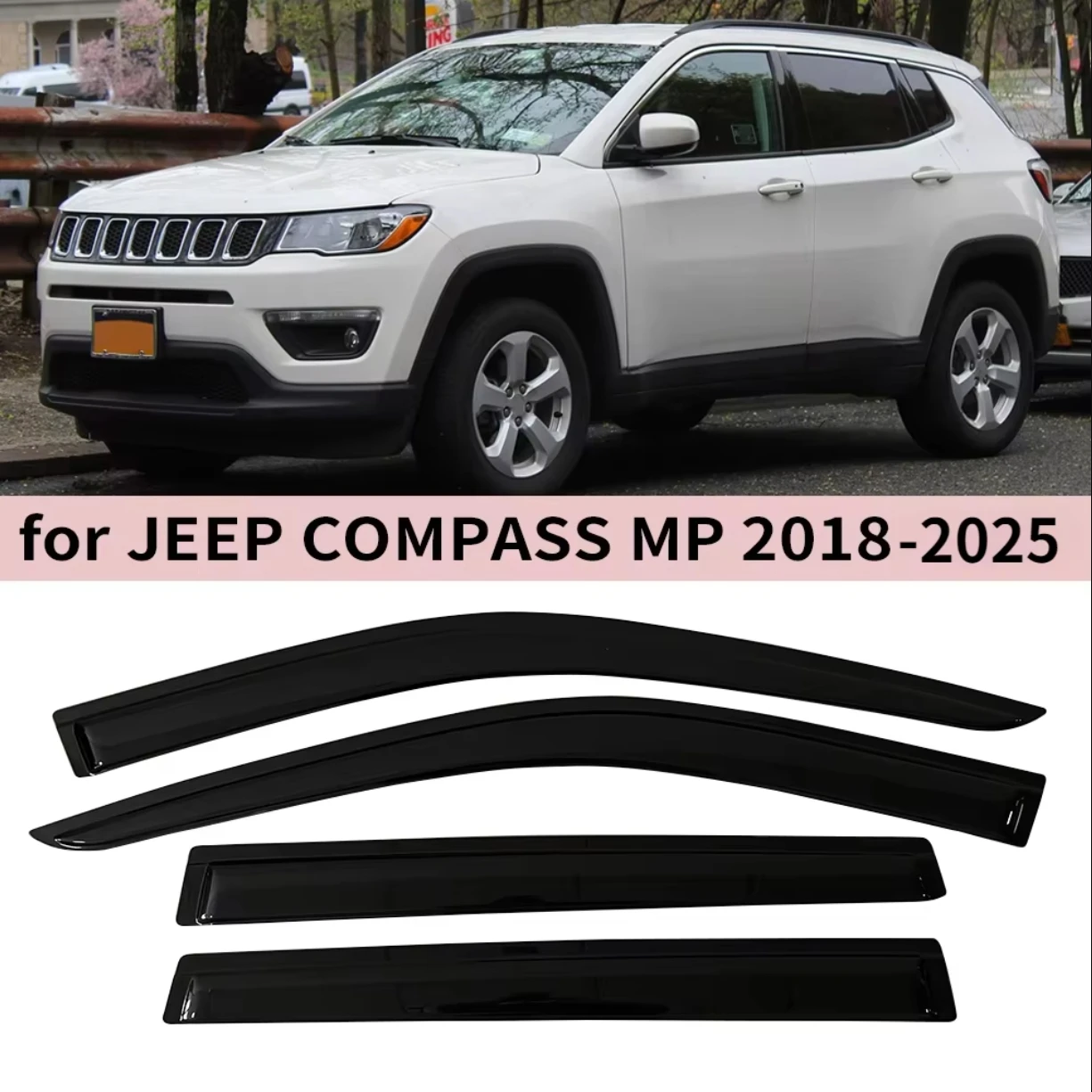 

for JEEP COMPASS MP 2018 2019 2020 2021 2022 2023 2024 2025 Wind Deflectors Rain Guards Door Visor Shades Ventvisor Window Visor