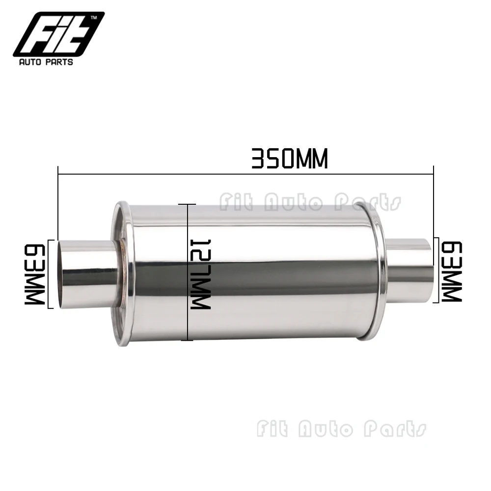 Universal Car Exhaust Systems Muffler Middle Pipe 2.5 Inch Stainless Steel Straight Muffler Resonator