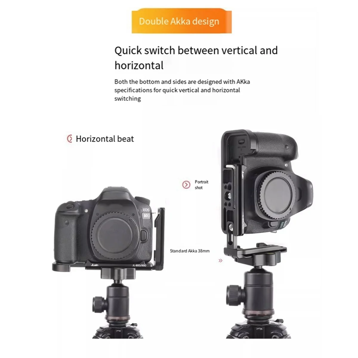 JLwin لوحة الإفراج السريع العمودي L لوحة لكانون 70D 80D 90D كاميرا ترايبود قابل للتعديل لوحة الإصدار السريع العمودي