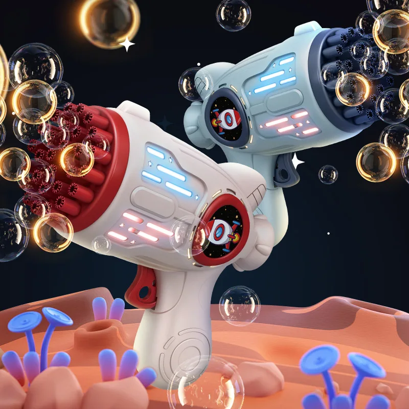 New Model 32 Holes Space Astronaut Automatic Bubble Machine Toys for Kids Electric Bubble Gun Children Summer Outdoor Blow Bubbl