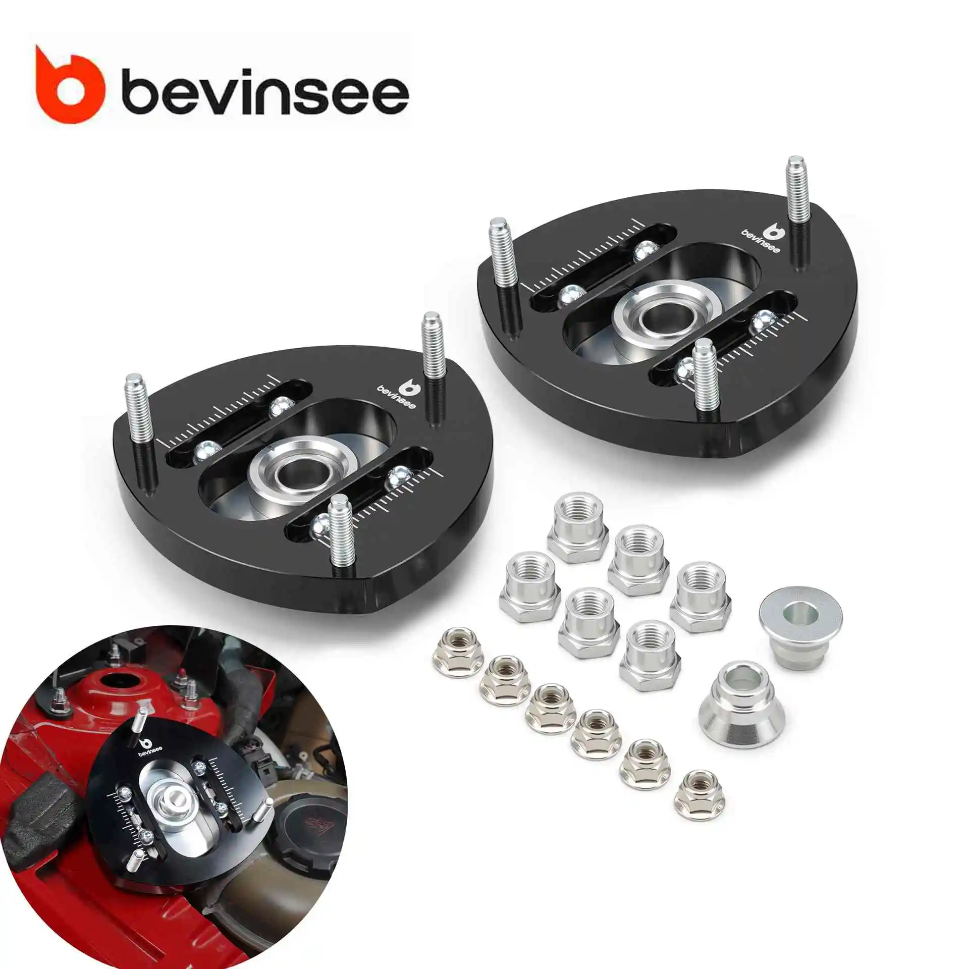 

BEVINSEE Adjustable Front Shock Absorber Camber Plates for Audi A3 8V 1.8T/2.0T GEN3, for VW for Golf MK7/7.5 GTI 2.0T GEN3