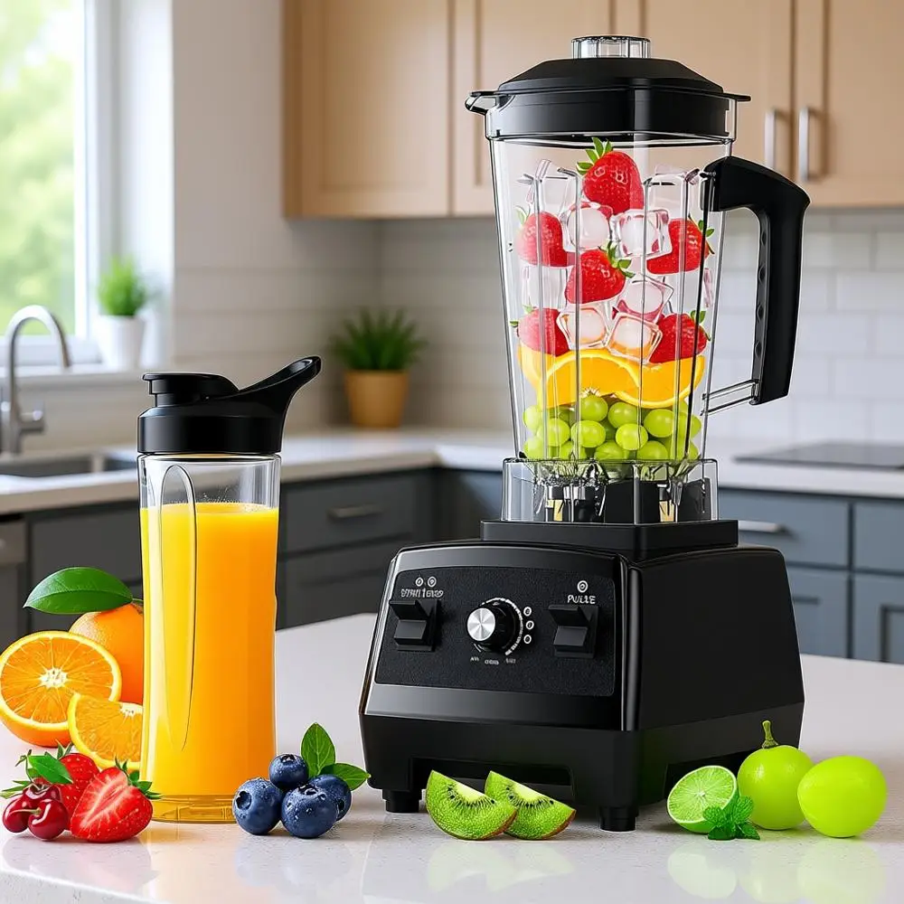 Blender with 680ml Pitcher and 200ml Juicer Container, Smoothie Blender for Ice Crushing