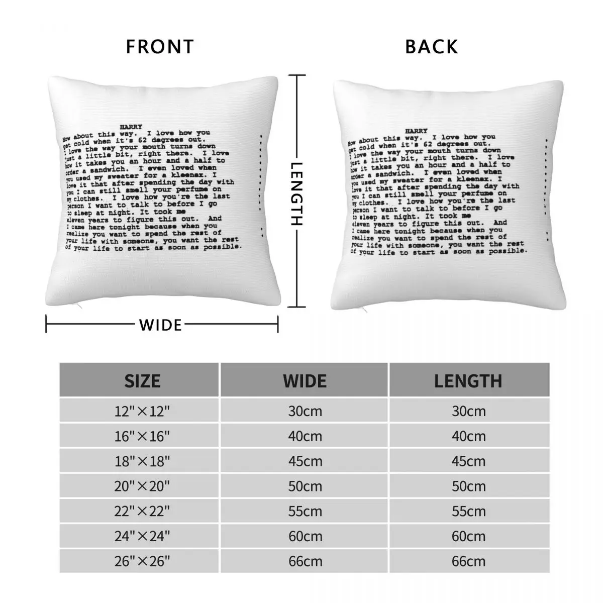 When Harry Met Sally Script Pillowcase Polyester Linen Velvet Creative Zip Decor Throw Pillow Case Car Cushion Cover 18