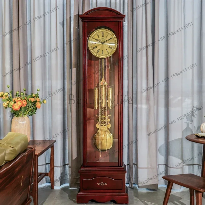 

Mechanical floor clock living room decoration household retro American light luxury pendulum clock