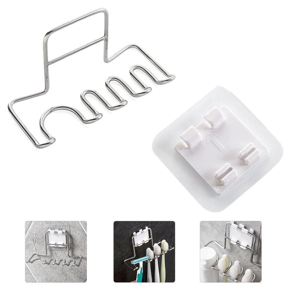 

Stainless Steel Toothbrush Holder Rustproof Nail-Free Storage Rack for Bathroom Kitchen Wall Mounted Organizer Shower