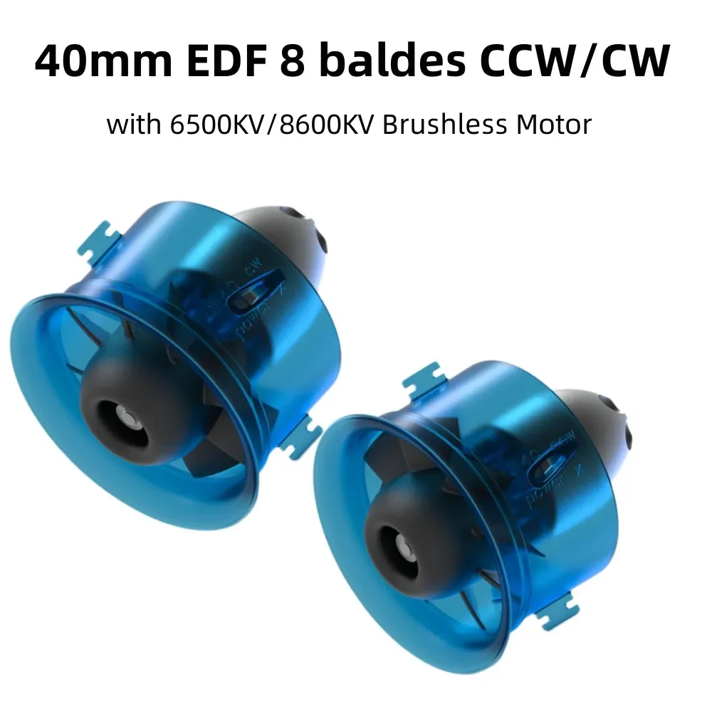 40mm EDF 8 baldes CCW/CW Ducted fan system EDF with 6500KV 8600KV Brushless Motor Support 3S/4S for RC Airplane Model Jet Plane