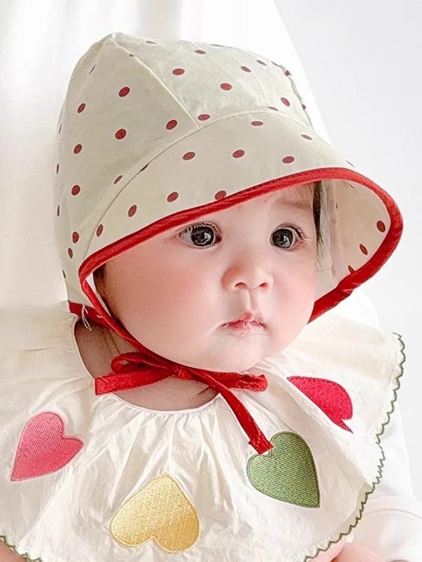 

Baby Hat Spring and Summer Small Moon Age Large Brim Pullover Hat Male and Female Babies Court Hat Lace-Up Sunscreen