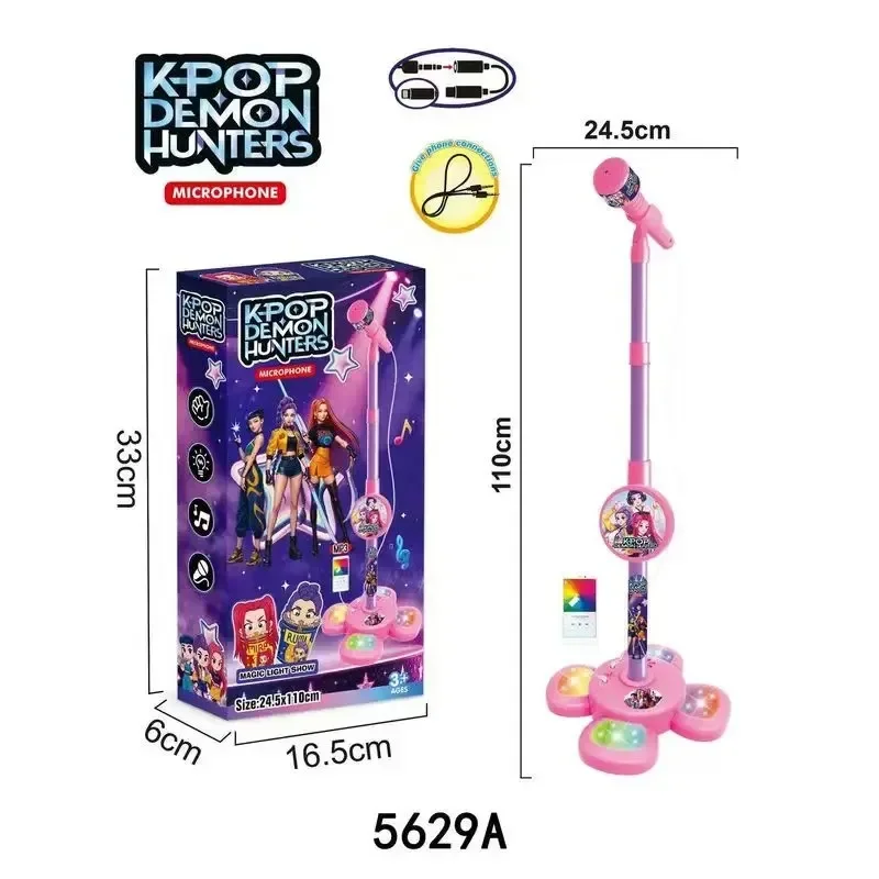 2025 Hot New K-pop music microphone children's toy, with lighting microphone, can play songs, children's gift