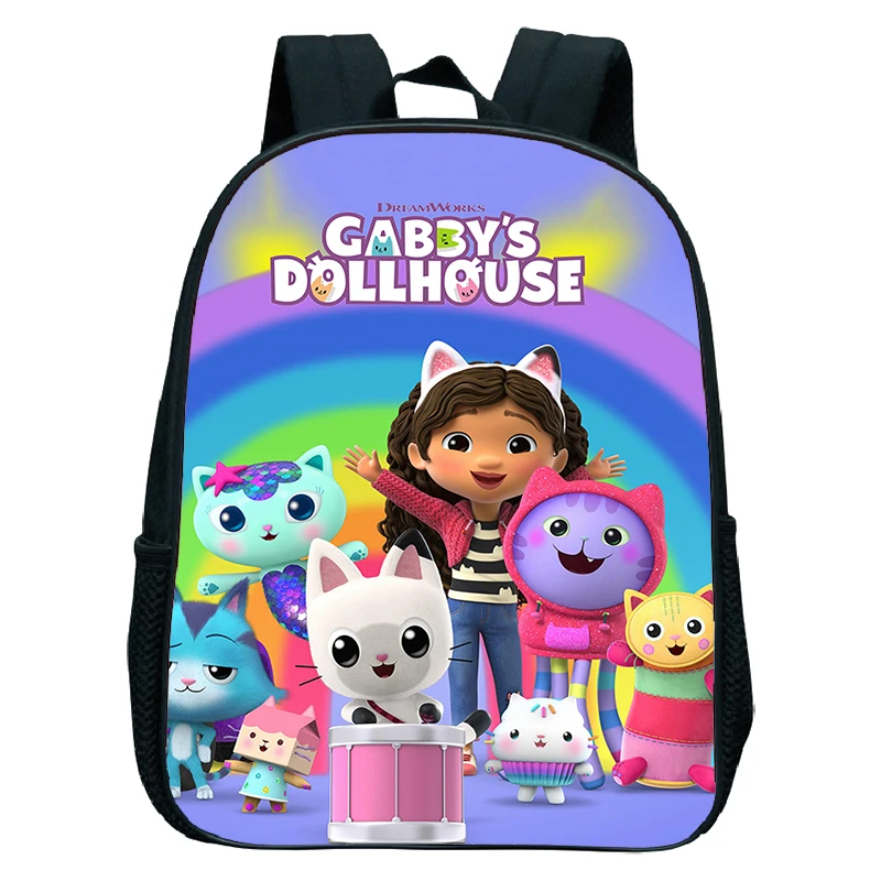 Borsa per l'asilo per bambini zaini per casa delle bambole di Gabby borsa da scuola impermeabile per cartoni animati per ragazzi e ragazze simpatiche borse per libri Anime Mochila