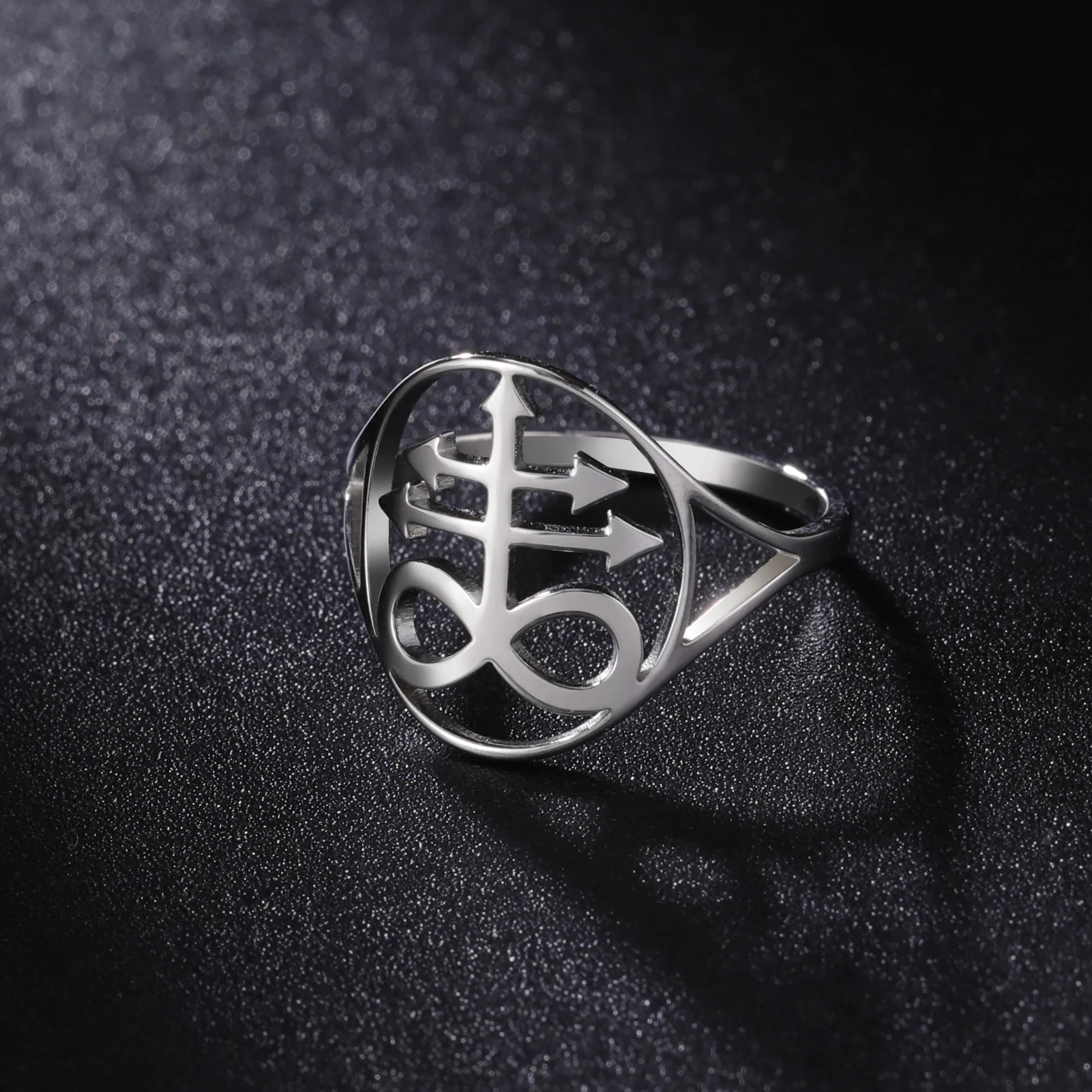 Seal of Satan Rings for Women Men Stainless Steel Satanic Leviathan Cross Signet Punk Style Birthday Party Fashion Jewelry Gifts