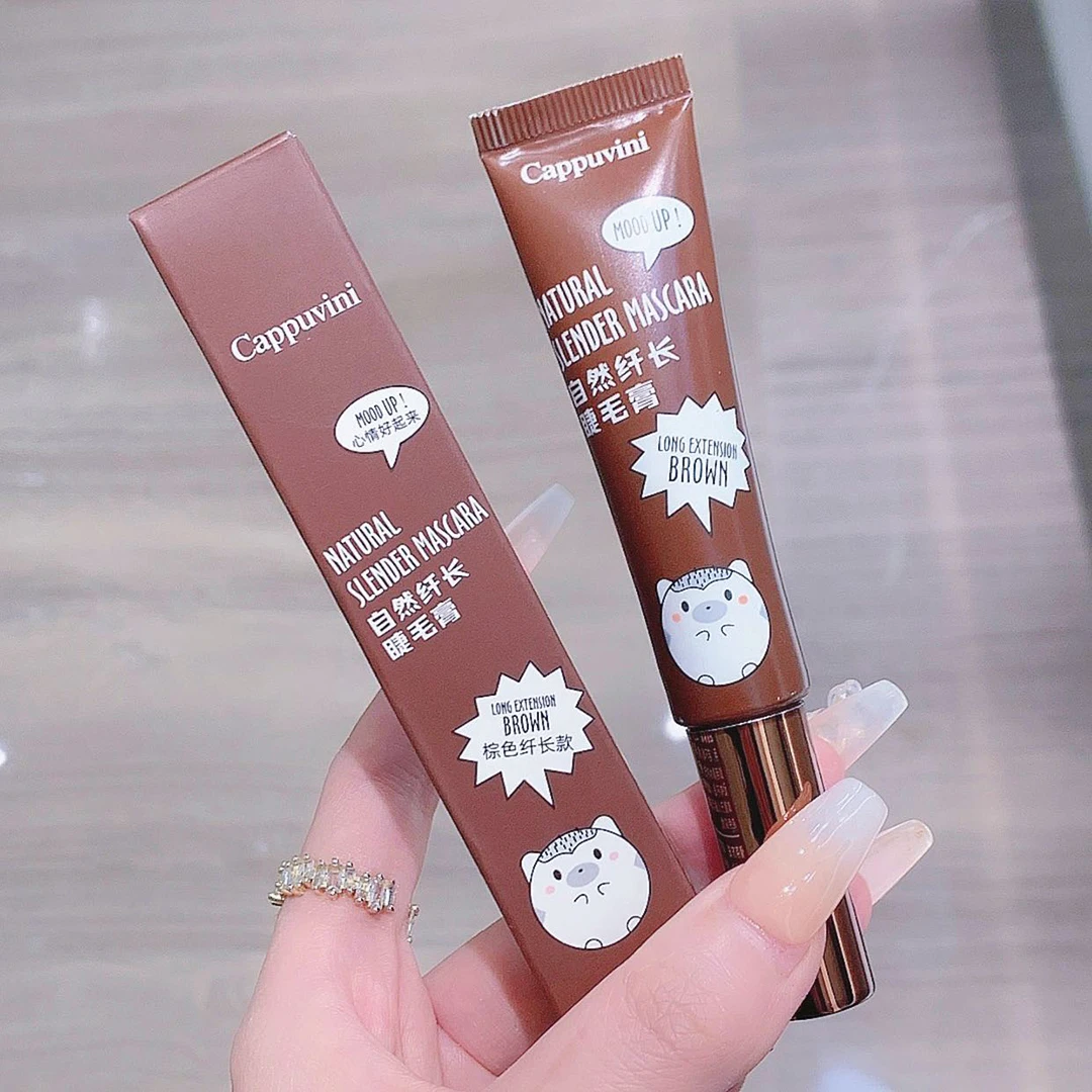 ماسكارا مقاومة للماء والتلطخ، أنبوب حيوان لطيف، تطويل وتجعيد، رموش ذات مظهر طبيعي، كابوفيني #4