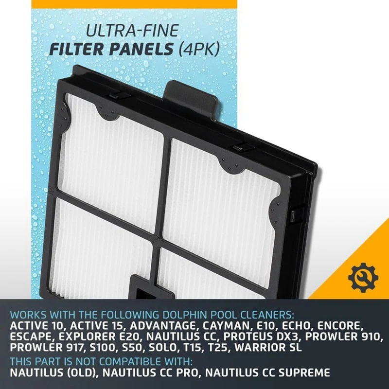 Ultra-Fine Filter 9991466-R4 Replace For Dolphin Robotic Pool Cleaners Active 10, Active 15, Advantage, Cayman, E10