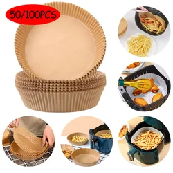 50/100Pcs Air Fryer Baking Paper for Barbecue Plate Round Oven Pan Pad 16/20cm AirFryer Oil-Proof Disposable Paper Liner