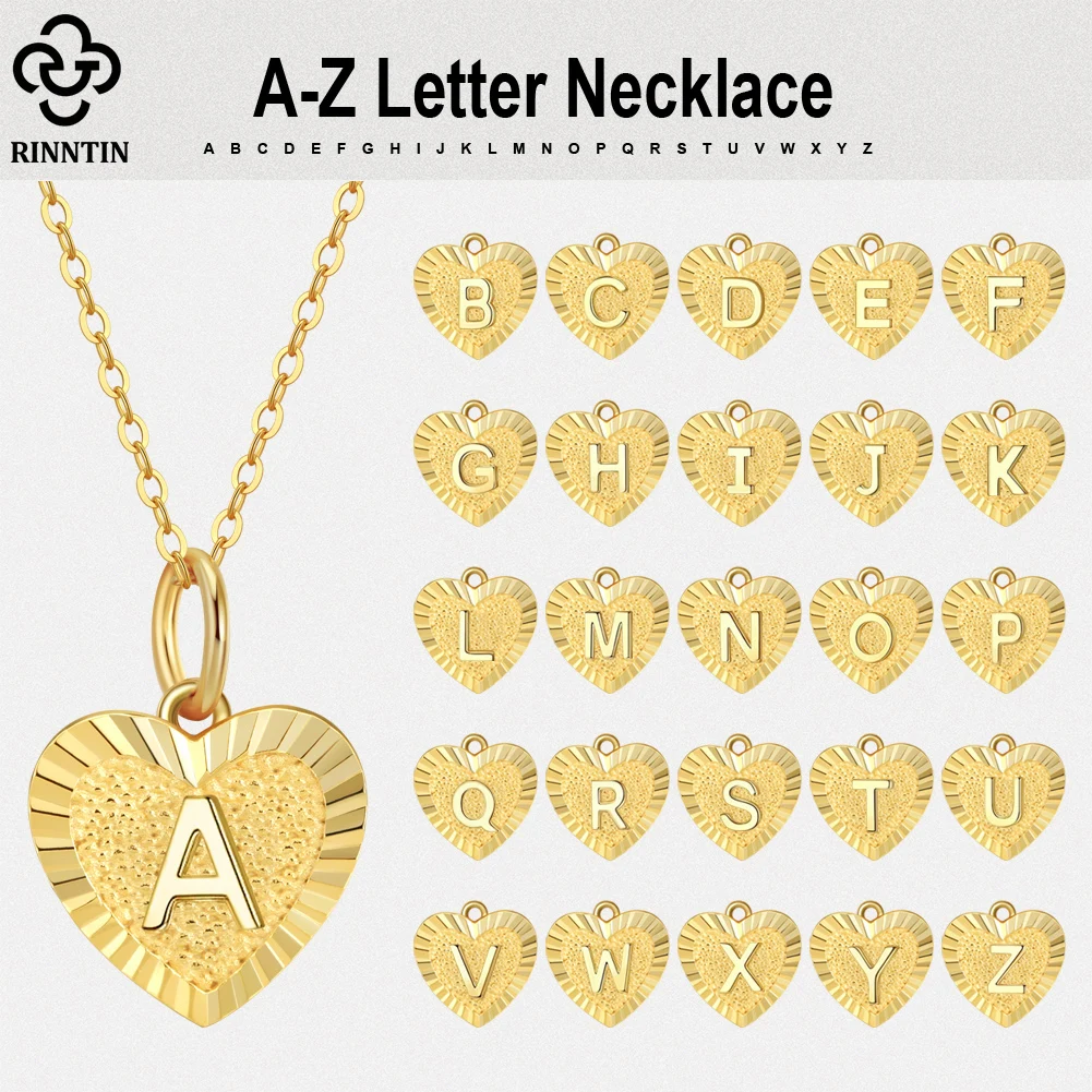 

Rinntin A-Z Small Alpahbet Pendant Thin Chain Necklace for Women Girls English Letters Neck Chain Heart Shape Jewelry SN305