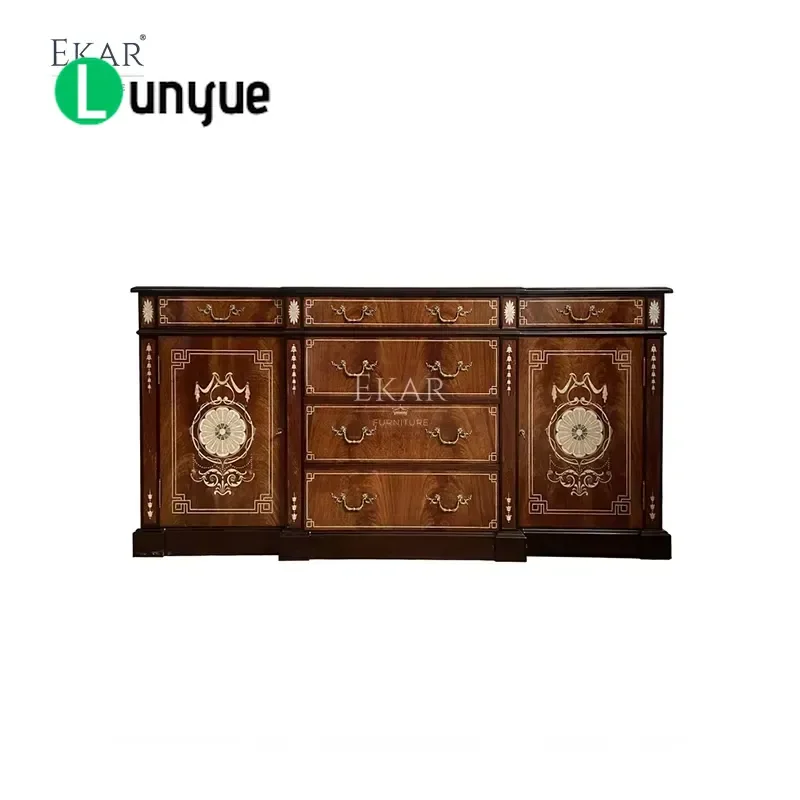 Traditional British Style Side Cabinet Deluxe Hallway TV Stand Storage Furniture for Living Room Bedroom Classic Wood Design