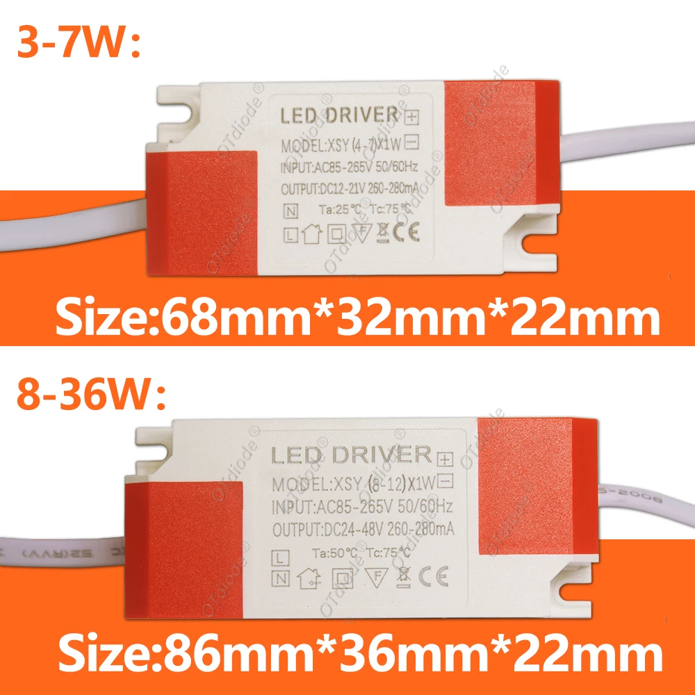 LED Constant Current Driver85-265V 1-3W 4-5W 4-7W 8-12W 18-24W Power Supply Output 280mA External Driver For Downlight 12v Strip