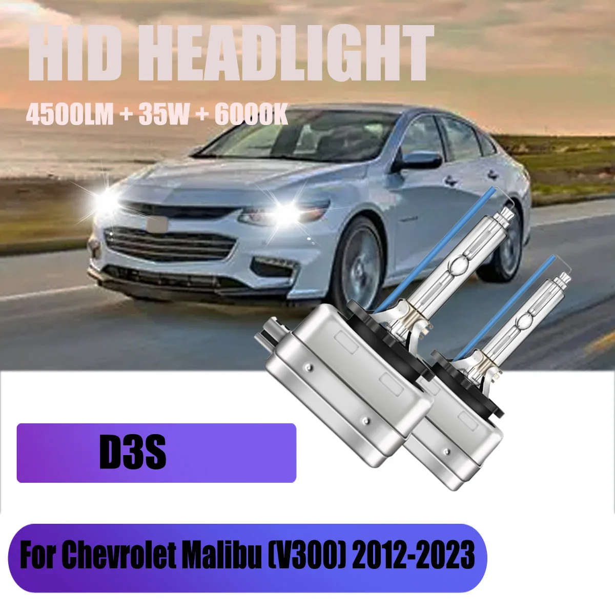 

35W Xenon D3S HID Bulb 6000K 4500Lm Car Headlight Replace 66340 For Chevrolet Malibu (V300) 2012 2013 2014 2015 2016 2017-2023