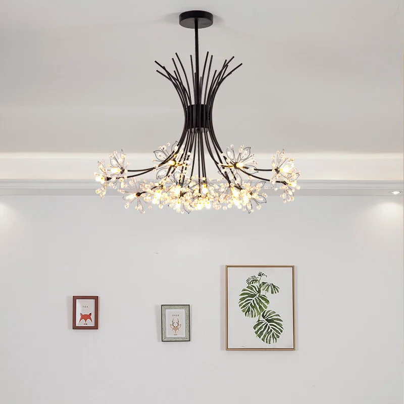 

Nordic Creative Dandelion Romantic Crystal Chandelier Dining Room Bedroom Living Clothing Coffee Shop Luxury LED