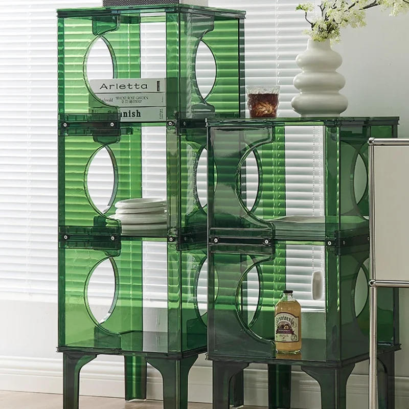 Wind acrylic storage rack, living room transparent storage cabinet, cream household display rack