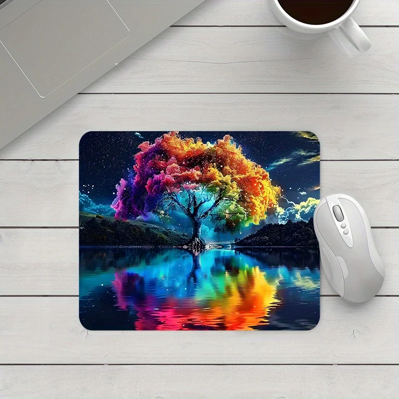 

The anti-slip rubber mouse pad with colorful tree patterns is a high-quality computer accessory suitable for gamers and office