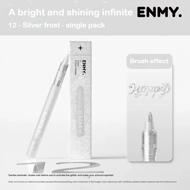

ENMY 12-цветные супер блестящие цветные маркеры со световым клапаном и блестящими частицами, офисные школьные принадлежности для рукоделия, канцелярские принадлежности