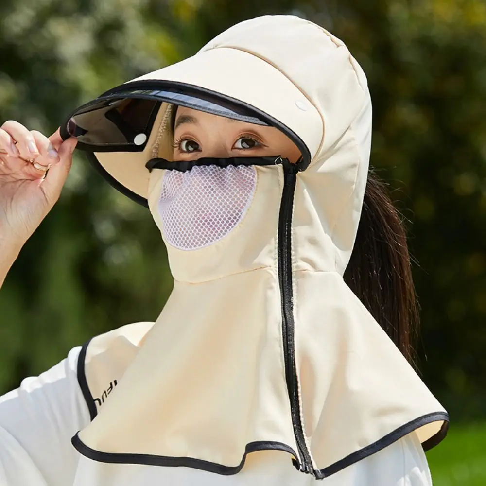 Breathable Neck Guard Sunshade Sun Hat Face Cover Wide Brim Summer UV Protection Cap Windproof Shawl Tea Picking Hat Fishing