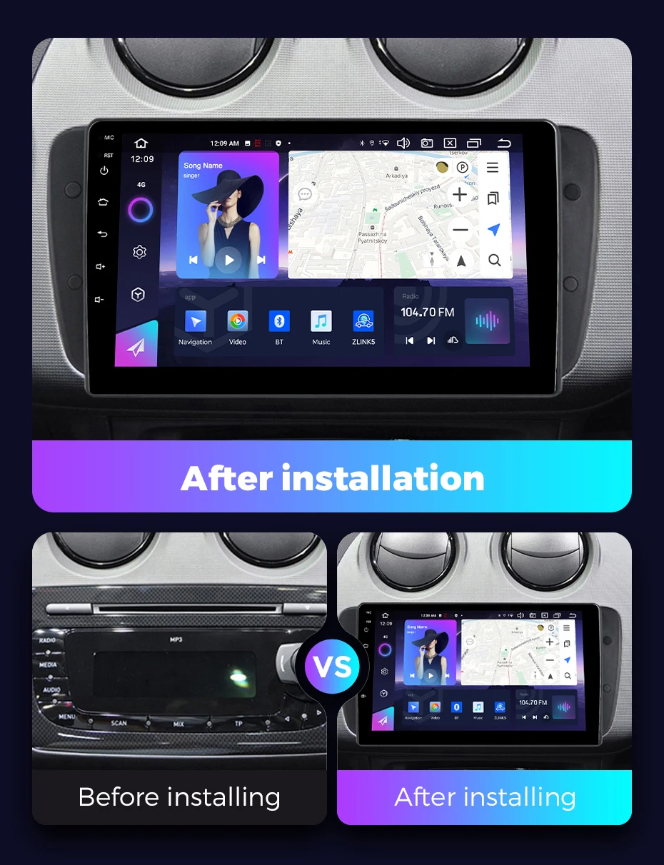 Navifly 8G 256G Wireless Carplay Android Auto For Seat Ibiza 6j 2009 2010 2012 2013 GPS Car Radio Stereo Intelligent Systems BT