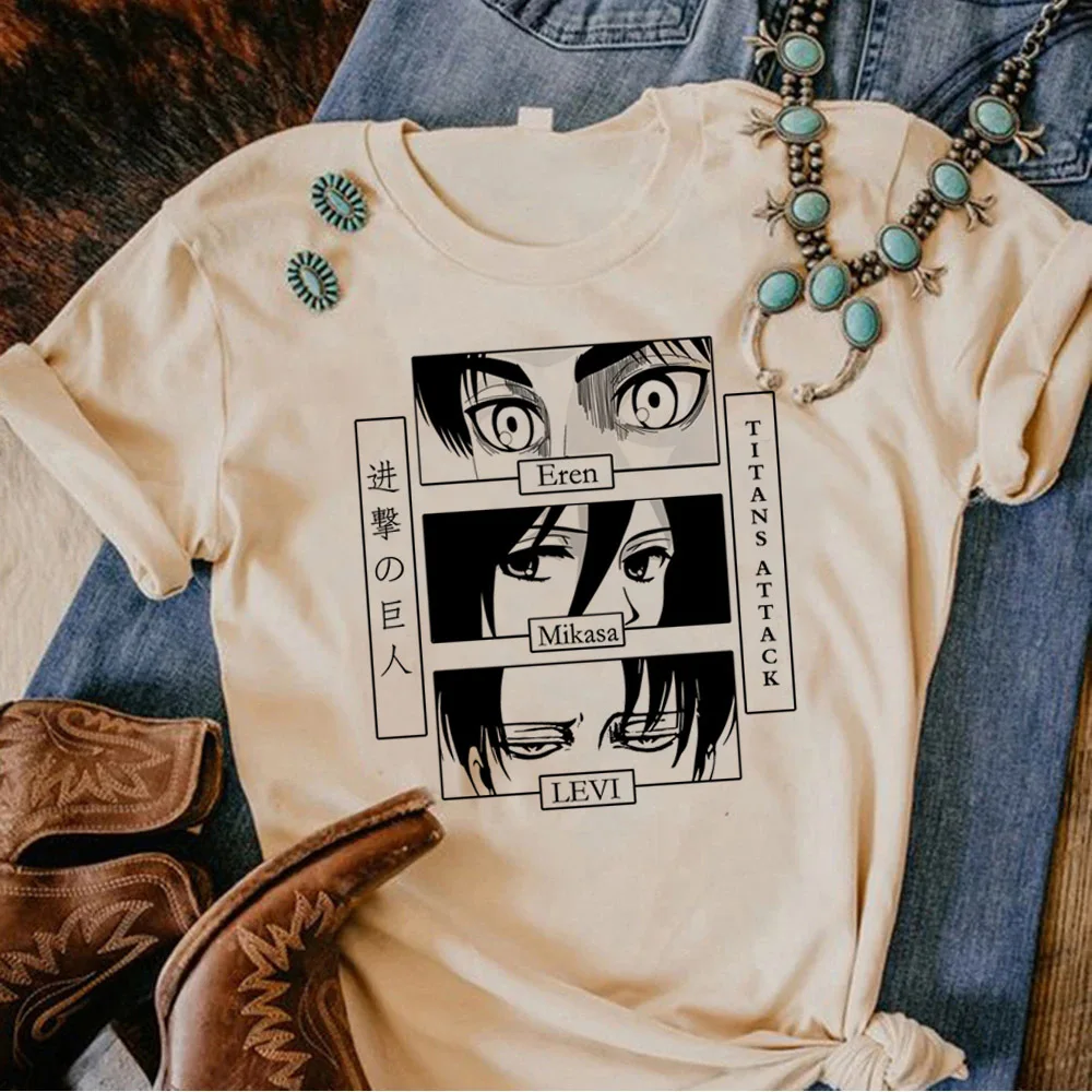 Attack on Titan t-shirt female kawaii graphic anime University Psychedelic Y2k t-shirt Graphic anime Pop Culture Comfortable