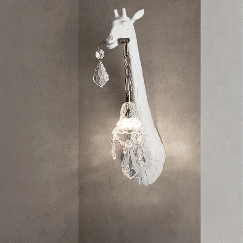 Giraffe Wall Lamp Sconce Resin Animal Art Decor LED Lighting Mirror Light Living Room Bedroom Bathroom Europe Retro Home Fixture