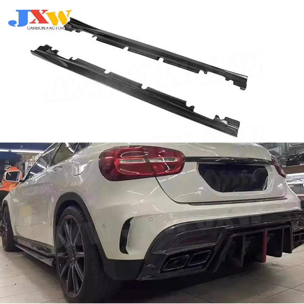 

Carbon Fiber Side Skirts Bumper Aprons Cover Fit For Mercedes Benz GLA Class X156 GLA45 AMG 2013-2018 Door Bumper Lip Guard FRP