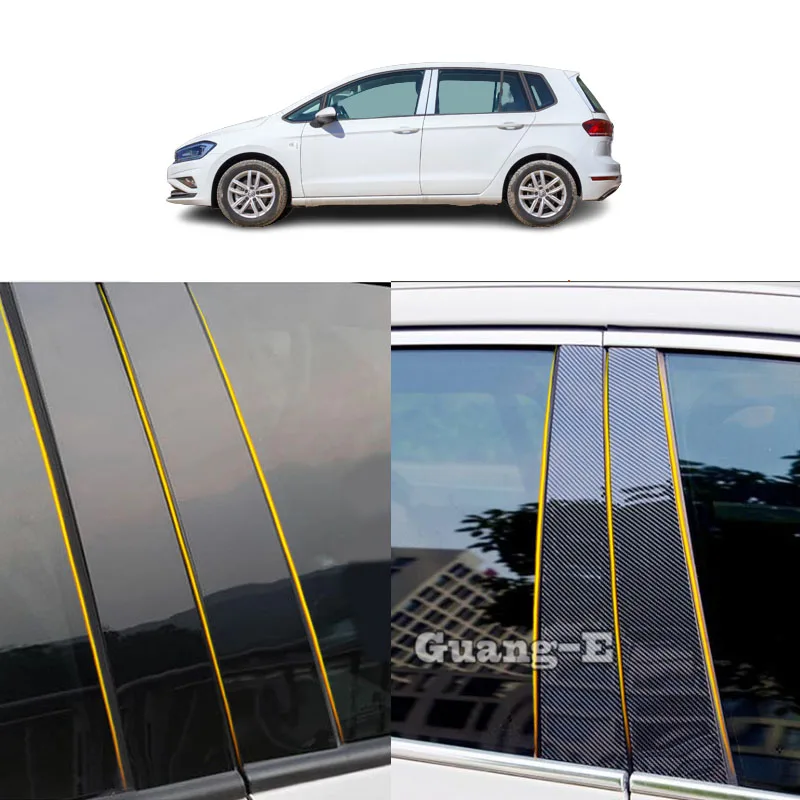 Car PC Material Pillar Post Cover Door Trim Window Molding Stickers Plate Accessories For VW Volkswagen Golf Sportsvan 2016-2021