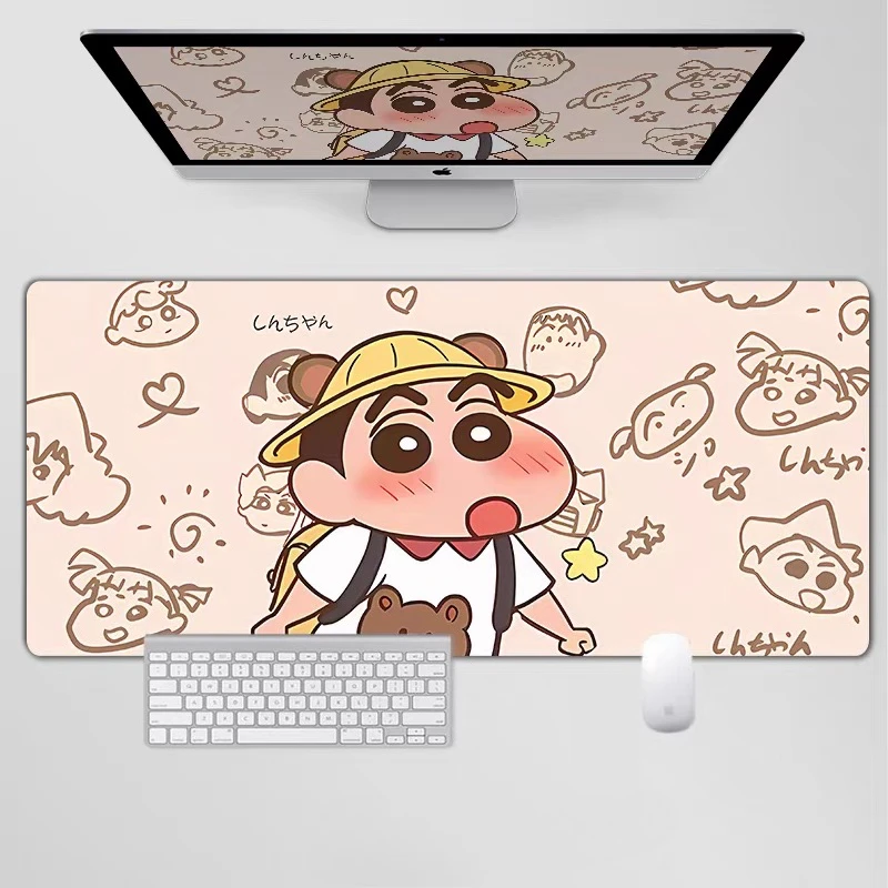 Creative Funny  Crayon Shin-chan​​ Leather Mouse Pad Oversized Cute Cartoon Girl Non-slip Office Desk Pad Computer Keyboard Pad