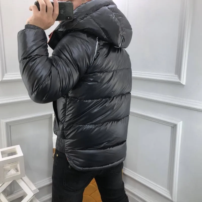 New Winter Mens Thicken Warm Medium Long Hooded Down Coat Stand Collar Zipper Fashion Casual Jacket Male High Street Overcoat