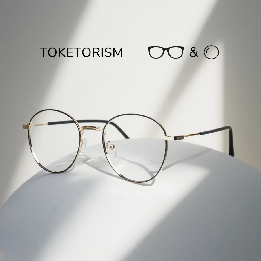 

Toketorism Round Frame Progressive Prescription Glasses Women's Myopia Eyeglasses Custom
