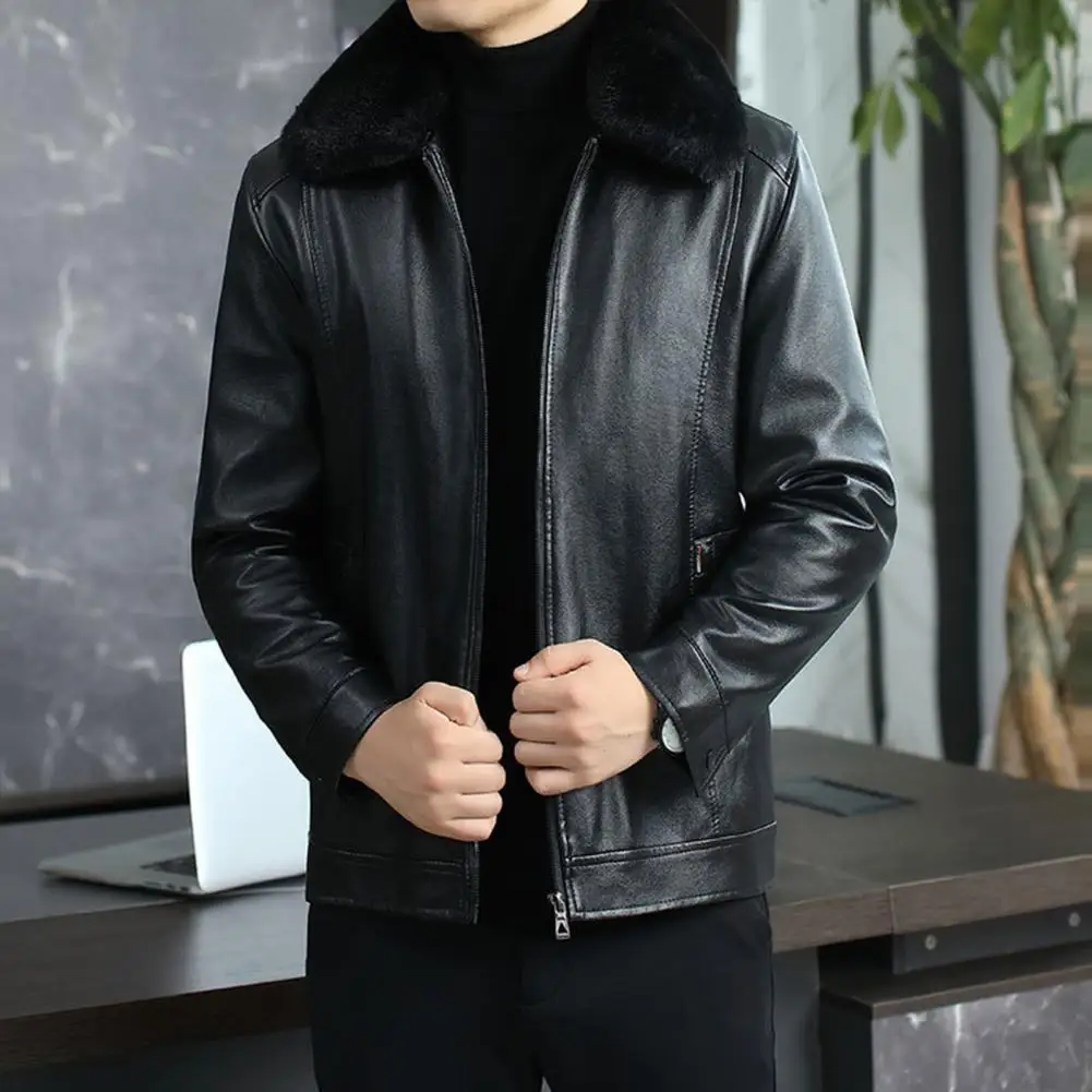 Leather Jacket Men's Fur One Casual Thickened Plus Cashmere Sheep Leather Jacket Short Coat