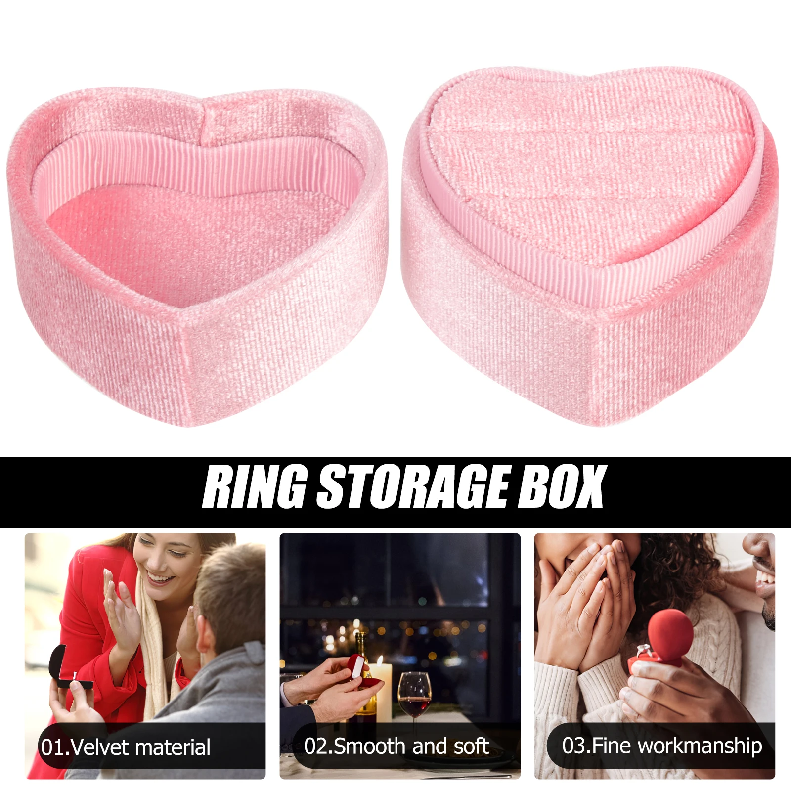 

Heart Jewelry Box Ring Organizer Gift Case Rings Bearer Holder Pink Shape for Decor Lovers
