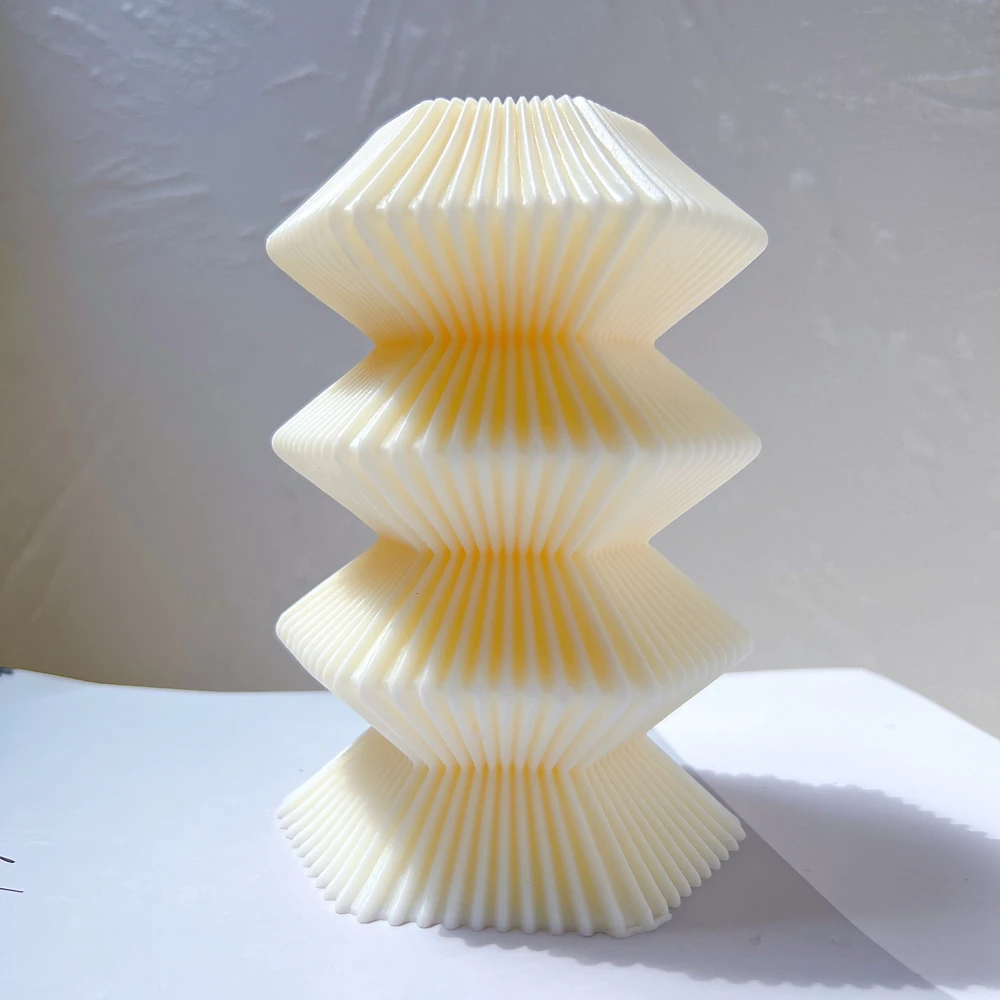 Ribbed Pillar Candle Mould Aesthetic Tall Hexagon Wax Silicone Mold Modern Stripped Sculpture Room Decorative Gift