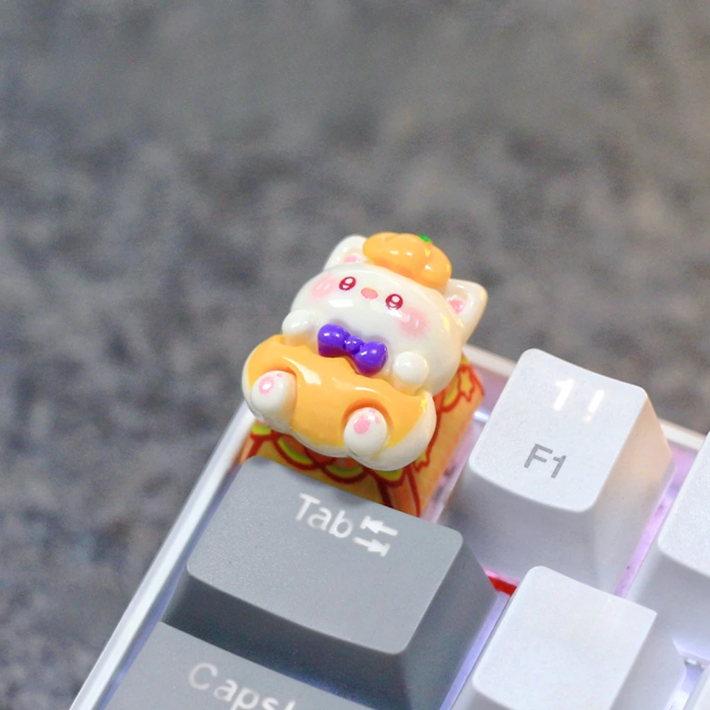 Halloween Personalized Keycaps Resin 3D Handmade Cat Pumpkin Keycap Kwaii Customized Mechanical Keyboard Christmas Decoration