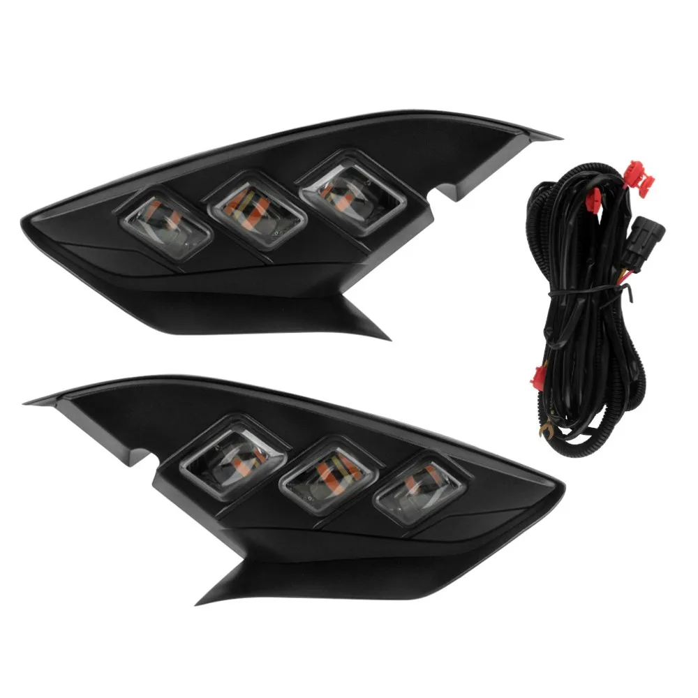 

July King Car LED Daytime Running Lights Compatible for Mazda 2 2023 2024, 6000K LED Fog Lamp DRL + Yellow Turn Signals