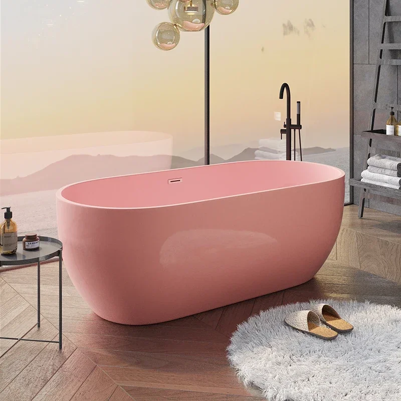 Color acrylic bathtub adult household small apartment black mini freestanding removable bath