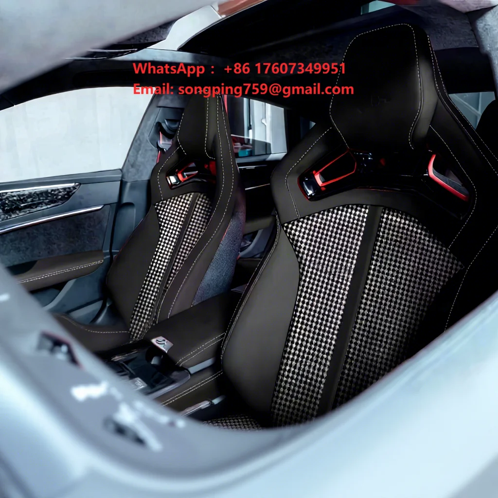 Car Luxury Sport Racing Seat Carbon Fiber Panel Leather Cover Bucket Upgrade RS Seats for Audi A3 A4 A5 A6 A7 Q3 Q5 Q7 Q8