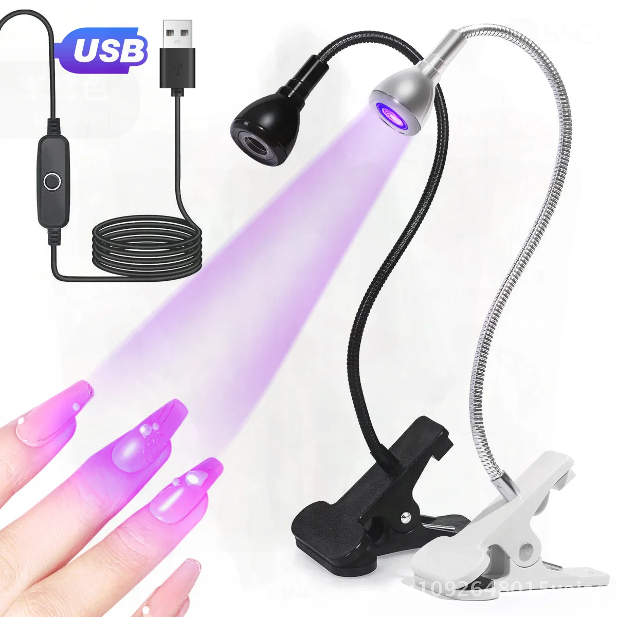 Krachtige LED-nagellamp UV-uithardende USB Desktop Fototherapie UV-nagelbaklamp voor nagelreparatie en schoonheid - Wit / Zwart