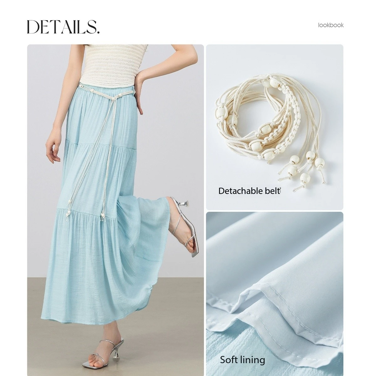 SENTUBILA Women's Layered Skirts Summer Long White Pleated A Line Midi Skirt 2025 New Collection Elegant Boho Clothing W52QA2340