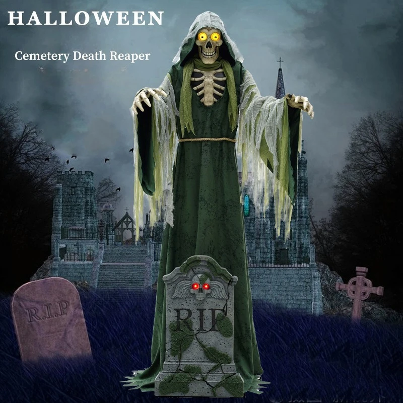 Large Halloween Outdoor Graveyard Grim Reaper – Motion Sensor Prop for Haunted House & Escape Room